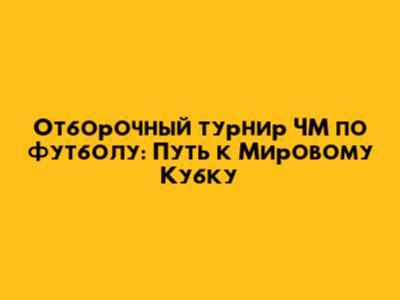 Отборочный турнир ЧМ по футболу: Путь к Мировому Кубку