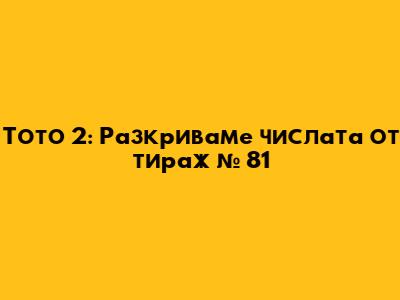 Тото 2: Разкриваме числата от тираж № 81