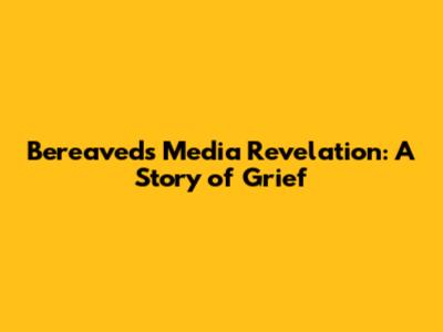 Bereaved's Media Revelation: A Story of Grief