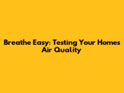 Breathe Easy: Testing Your Home's Air Quality