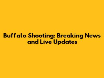 Buffalo Shooting: Breaking News and Live Updates