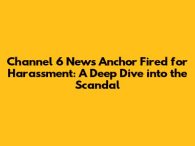 Channel 6 News Anchor Fired for Harassment: A Deep Dive into the Scandal