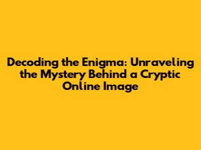 Decoding the Enigma: Unraveling the Mystery Behind a Cryptic Online Image