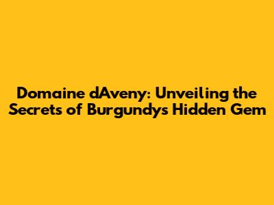 Domaine d'Aveny: Unveiling the Secrets of Burgundy's Hidden Gem