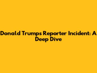 Donald Trump's Reporter Incident: A Deep Dive