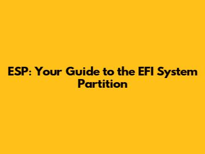 ESP: Your Guide to the EFI System Partition