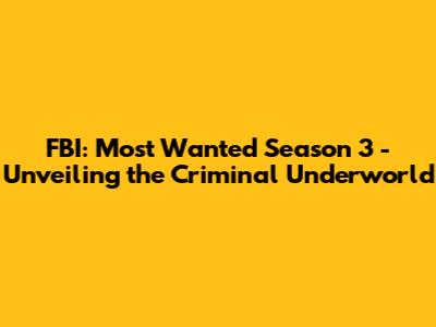 FBI: Most Wanted Season 3 - Unveiling the Criminal Underworld