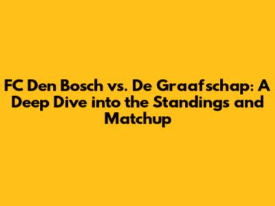 FC Den Bosch vs. De Graafschap: A Deep Dive into the Standings and Matchup