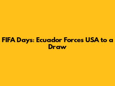 FIFA Days: Ecuador Forces USA to a Draw