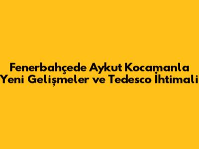 Fenerbahçe'de Aykut Kocaman'la Yeni Gelişmeler ve Tedesco İhtimali