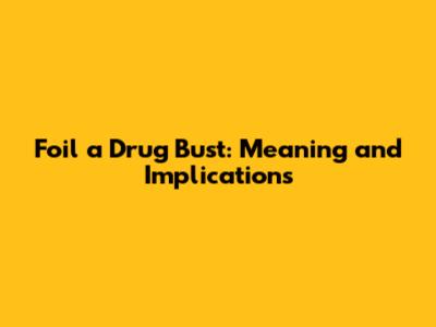 Foil a Drug Bust: Meaning and Implications