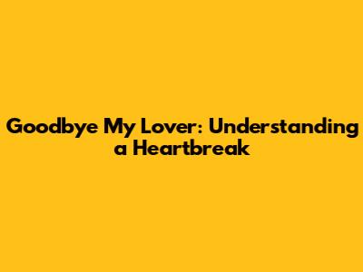 Goodbye My Lover: Understanding a Heartbreak