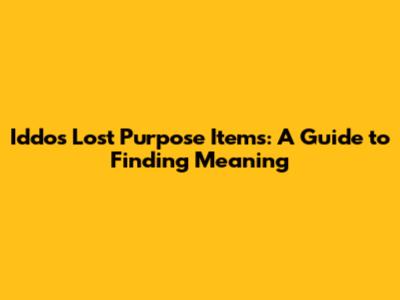 Iddo's Lost Purpose Items: A Guide to Finding Meaning