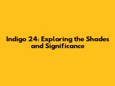 Indigo 24: Exploring the Shades and Significance