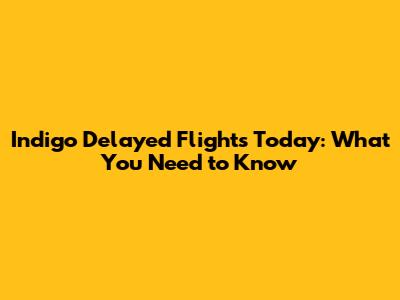 Indigo Delayed Flights Today: What You Need to Know