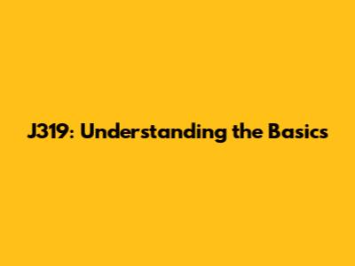 J319: Understanding the Basics