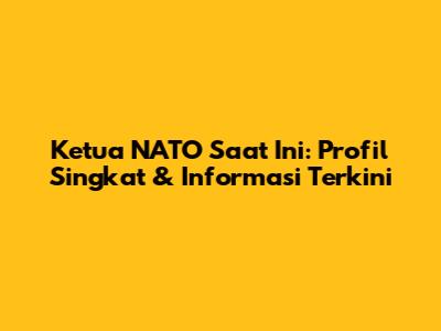 Ketua NATO Saat Ini: Profil Singkat & Informasi Terkini