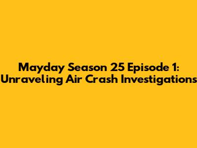 Mayday Season 25 Episode 1: Unraveling Air Crash Investigations
