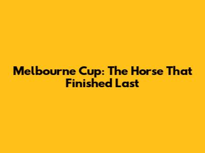 Melbourne Cup: The Horse That Finished Last