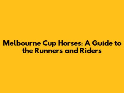 Melbourne Cup Horses: A Guide to the Runners and Riders