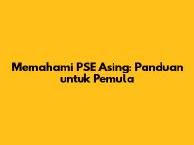 Memahami PSE Asing: Panduan untuk Pemula