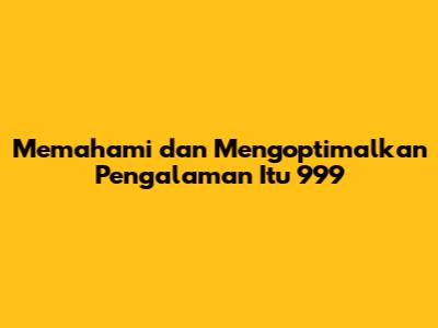 Memahami dan Mengoptimalkan Pengalaman Itu 999