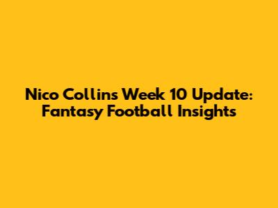 Nico Collins Week 10 Update: Fantasy Football Insights