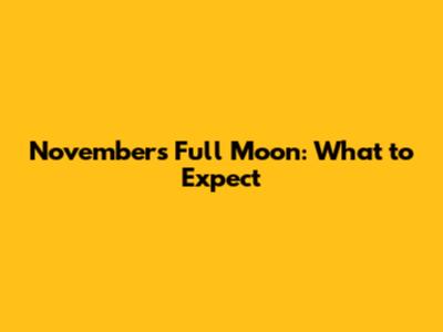 November's Full Moon: What to Expect
