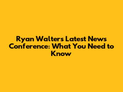 Ryan Walters' Latest News Conference: What You Need to Know