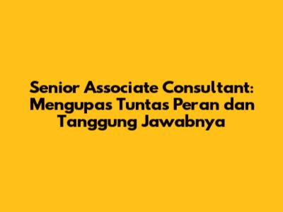 Senior Associate Consultant: Mengupas Tuntas Peran dan Tanggung Jawabnya