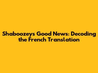 Shaboozey's 'Good News': Decoding the French Translation