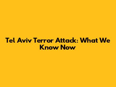 Tel Aviv Terror Attack: What We Know Now