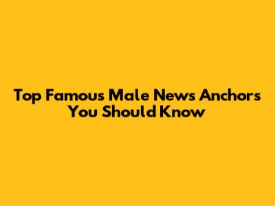 Top Famous Male News Anchors You Should Know
