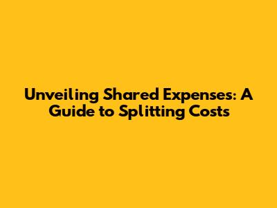 Unveiling Shared Expenses: A Guide to Splitting Costs